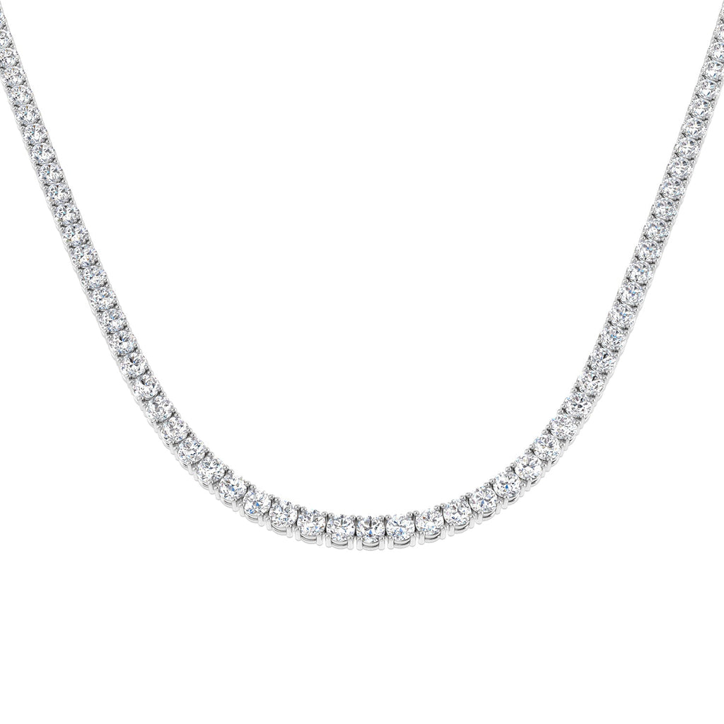 Classic Diamond Tennis Necklace 16.20ct G/SI Quality 18k White Gold - All Diamond