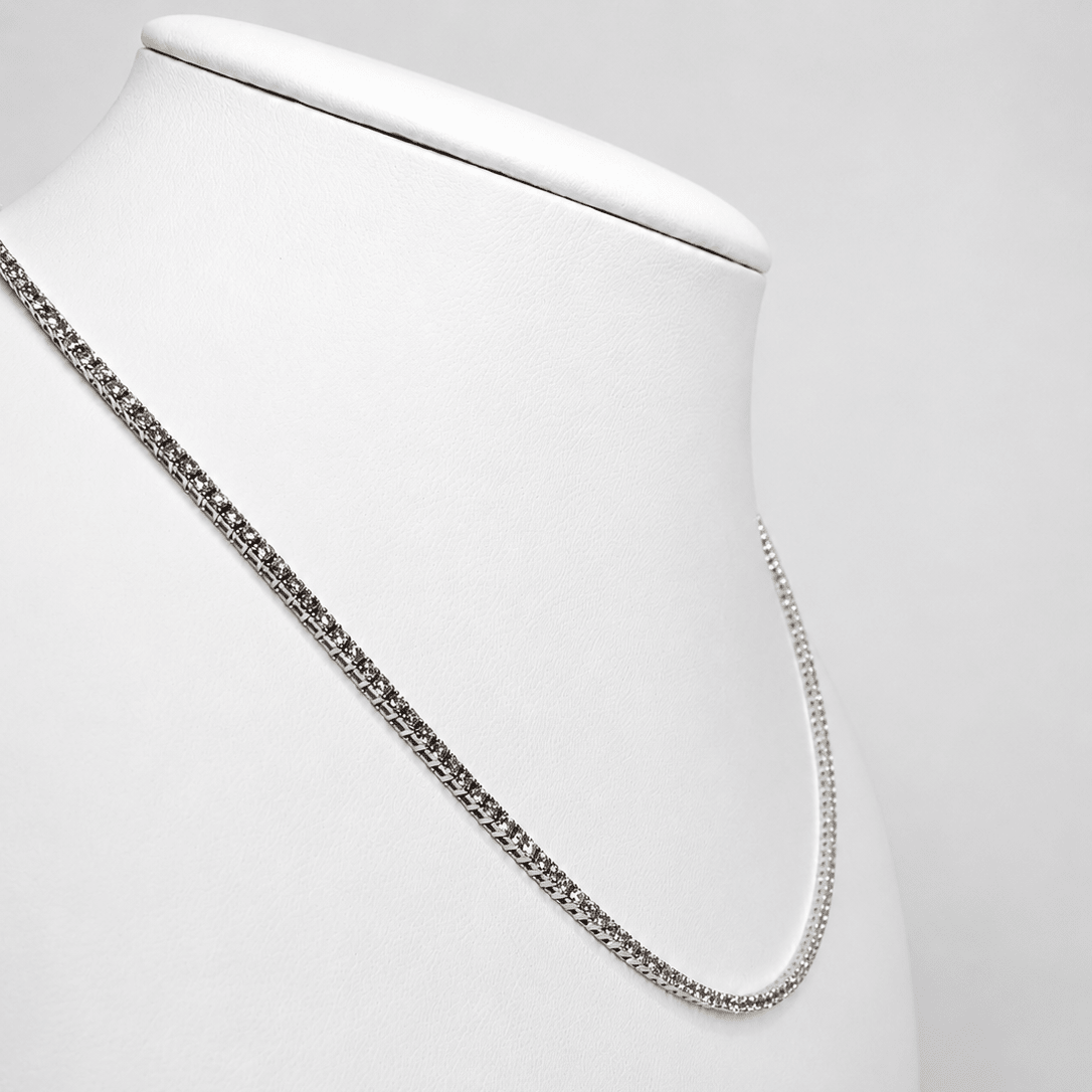 Classic Diamond Tennis Necklace 4.50ct G/SI Quality 18k White Gold - All Diamond
