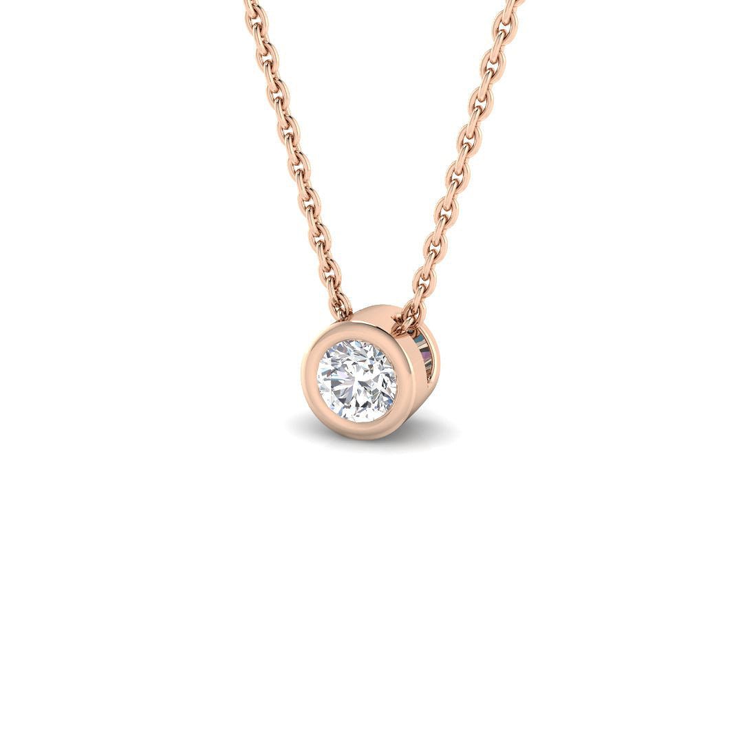 Classic Rub Over Diamond Solitaire Pendant 0.20ct G/SI 18k Rose Gold - All Diamond