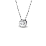 Classic Rub Over Diamond Solitaire Pendant 0.20ct G/SI 18k White Gold - All Diamond