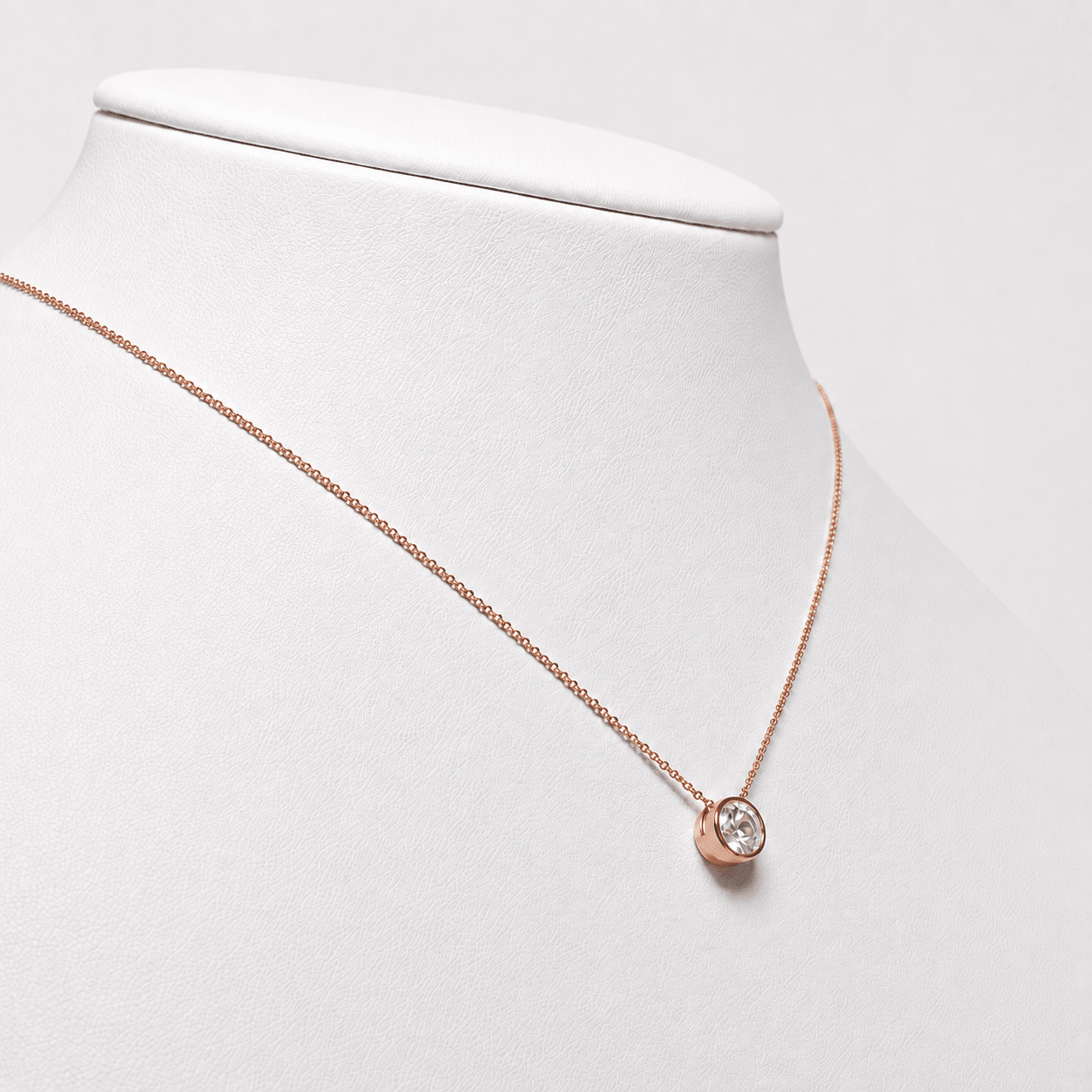 Classic Rub Over Diamond Solitaire Pendant 0.50ct G/SI 18k Rose Gold - All Diamond