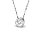 Classic Rub Over Diamond Solitaire Pendant 0.50ct G/SI 18k White Gold - All Diamond