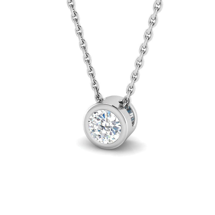 Classic Rub Over Diamond Solitaire Pendant 0.50ct G/SI 18k White Gold