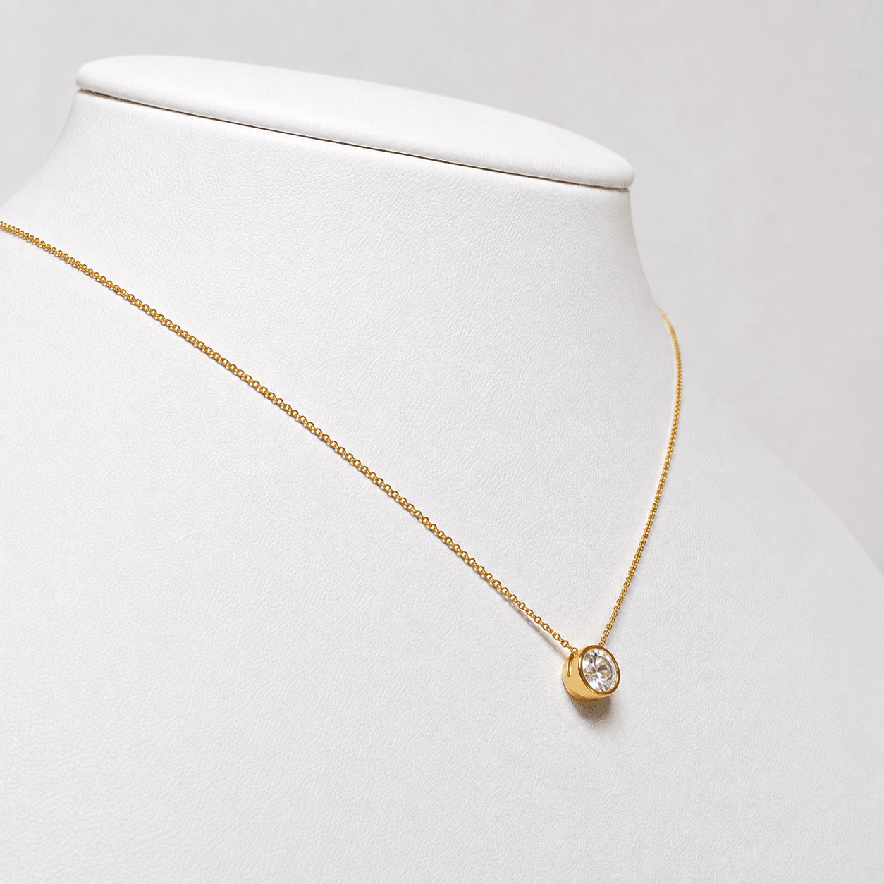 Classic Rub Over Diamond Solitaire Pendant 0.50ct G/SI 18k Yellow Gold - All Diamond