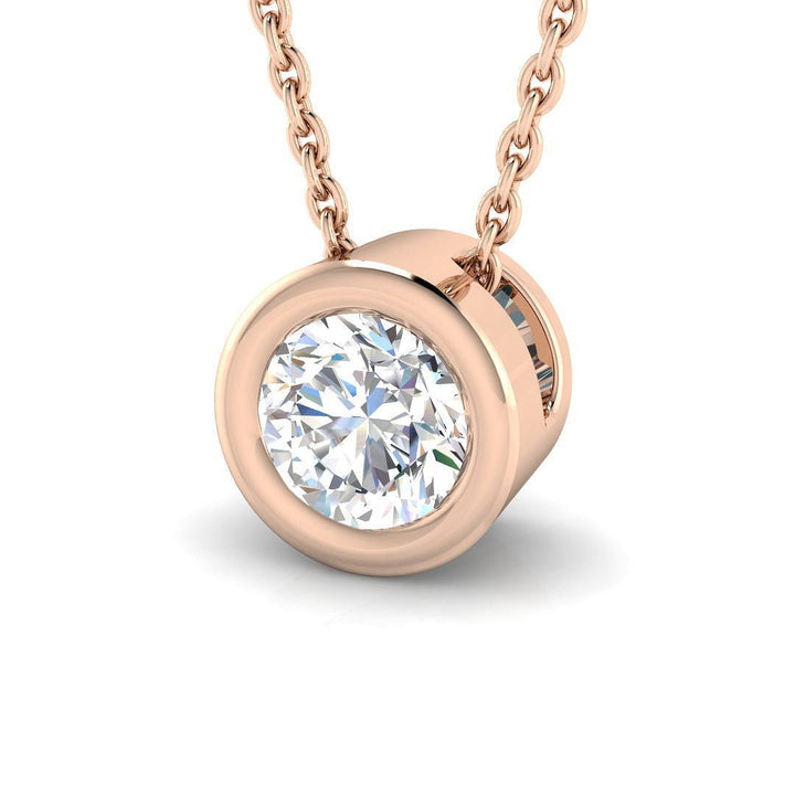 Colgante clásico con diamante frotado con solitario de 0,75 ct G/SI en oro rosado de 18 k