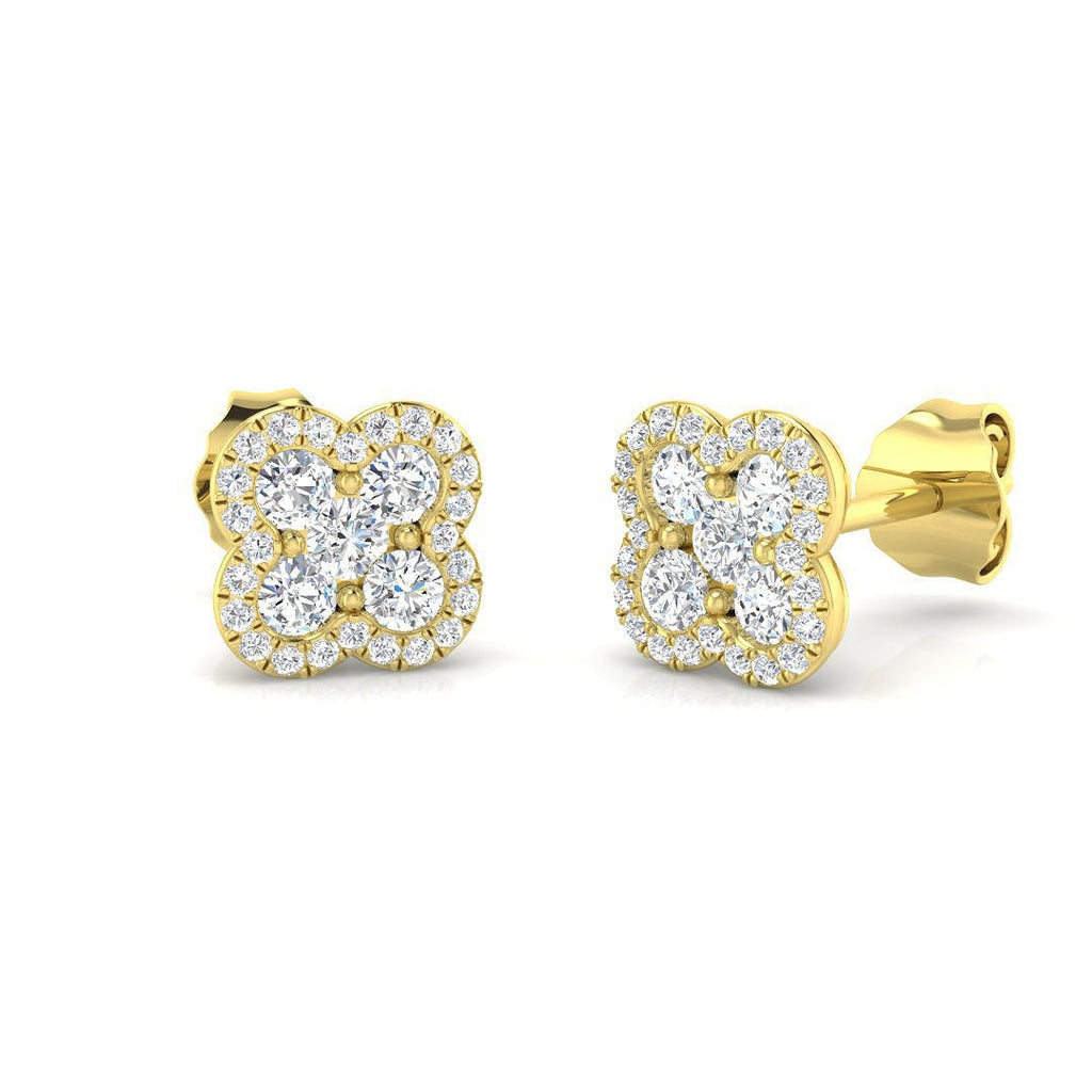 Cluster Diamond Earrings 0.50ct G/SI Quality 18k Yellow Gold 7.0mm - All Diamond