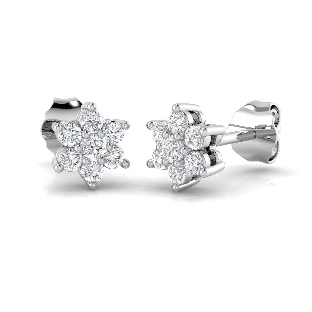 Daisy Diamond Cluster Earrings 0.25ct G/SI in 18k White Gold - All Diamond