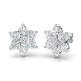 Daisy Diamond Cluster Earrings 4.30ct G/SI in 18k White Gold - All Diamond