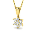 Daisy Diamond Cluster Pendant Necklace 0.25ct G/SI 9k Yellow Gold - All Diamond