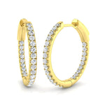 Diamond Claw Hoop Earrings 0.50ct G/SI Quality 18k Yellow Gold 18.0mm - All Diamond