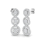 Diamond Cluster Drop Earrings 1.00ct G/SI Quality set in 18k White Gold - All Diamond