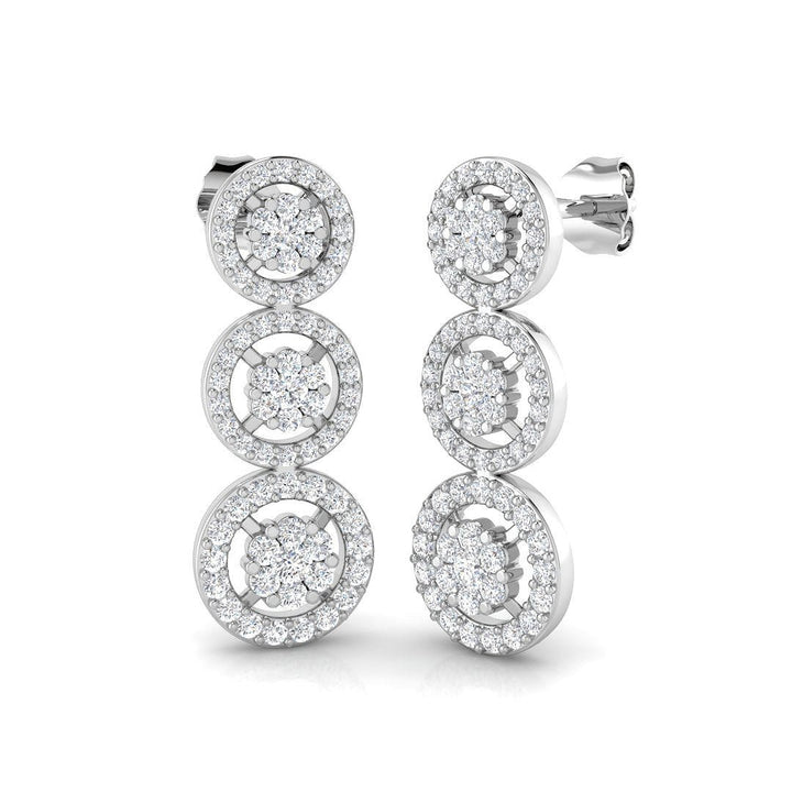 Diamond Cluster Drop Earrings 1.00ct G/SI Quality set in 18k White Gold