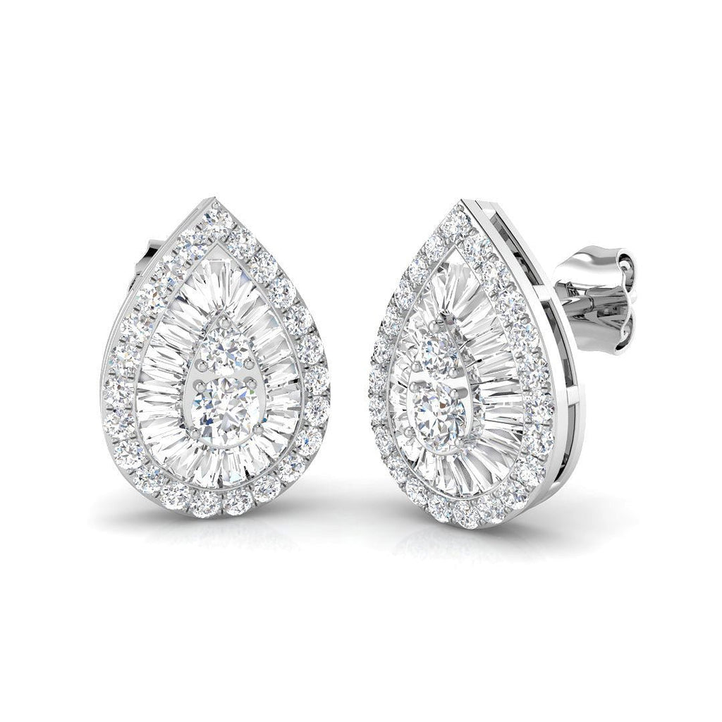 Diamond Cluster Pear Earrings 2.00ct G/SI Quality 18k White Gold - All Diamond