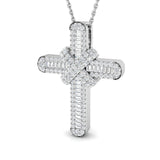 Diamond Cross Baguette & Round Diamonds 0.65ct In 18k White Gold - All Diamond