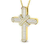 Diamond Cross Baguette & Round Diamonds 0.65ct In 18k Yellow Gold - All Diamond