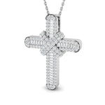 Diamond Cross Baguette & Round Diamonds 0.65ct In 9k White Gold - All Diamond