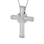 Diamond Cross Baguette & Round Diamonds 1.15ct In 18k White Gold - All Diamond