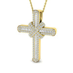 Diamond Cross Baguette & Round Diamonds 1.15ct In 9k Yellow Gold - All Diamond
