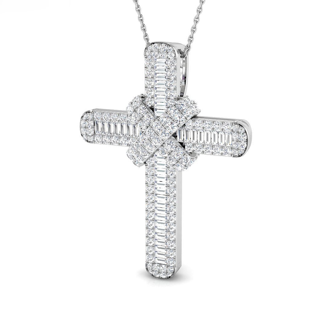 Diamond Cross Baguette & Round Diamonds 2.30ct In 9k White Gold - All Diamond