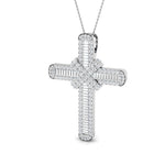 Diamond Cross Baguette & Round Diamonds 5.40ct In 18k White Gold - All Diamond