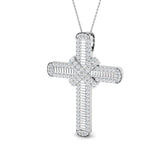 Diamond Cross Baguette & Round Diamonds 5.40ct In 18k White Gold - All Diamond