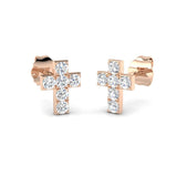 Diamond Cross Earrings 0.35ct G/SI Quality in 9k Rose Gold - All Diamond