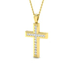Diamond Cross Necklace with 0.11ct G/SI Diamonds in 9k Yellow Gold - All Diamond
