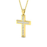 Diamond Cross Necklace with 0.11ct G/SI Diamonds in 9k Yellow Gold - All Diamond