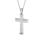 Diamond Cross Necklace with 0.11ct G/SI Quality Diamonds 9k White Gold - All Diamond