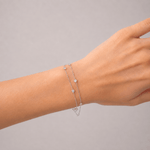 Diamond Double Chain Bracelet 0.85ct G/SI 18k White Gold - All Diamond