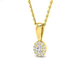 Diamond Halo Oval Pendant Necklace 0.15ct G/SI 9k Yellow Gold - All Diamond