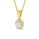 Diamond Halo Pendant Necklace 0.10ct G/SI Quality in 9k Yellow Gold - All Diamond