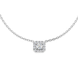 Diamond Halo Pendant Necklace 0.30ct G/SI Quality in 9k White Gold - All Diamond