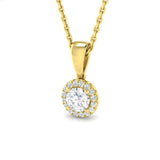 Diamond Halo Pendant Necklace 0.30ct G/SI Quality in 9k Yellow Gold - All Diamond