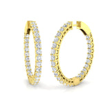 Diamond Hoop Earrings 3.00ct G/SI Quality Diamonds 18k Yellow Gold - All Diamond