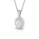 Diamond Oval Halo Pendant Necklace 0.70ct G/SI 9k White Gold - All Diamond