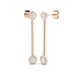 Diamond Rub Over Drop Chain Earrings 0.55ct G/SI 18k Rose Gold - All Diamond