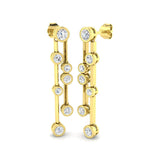 Diamond Rub Over Drop Earrings 1.40ct G/SI Quality 18k Yellow Gold - All Diamond