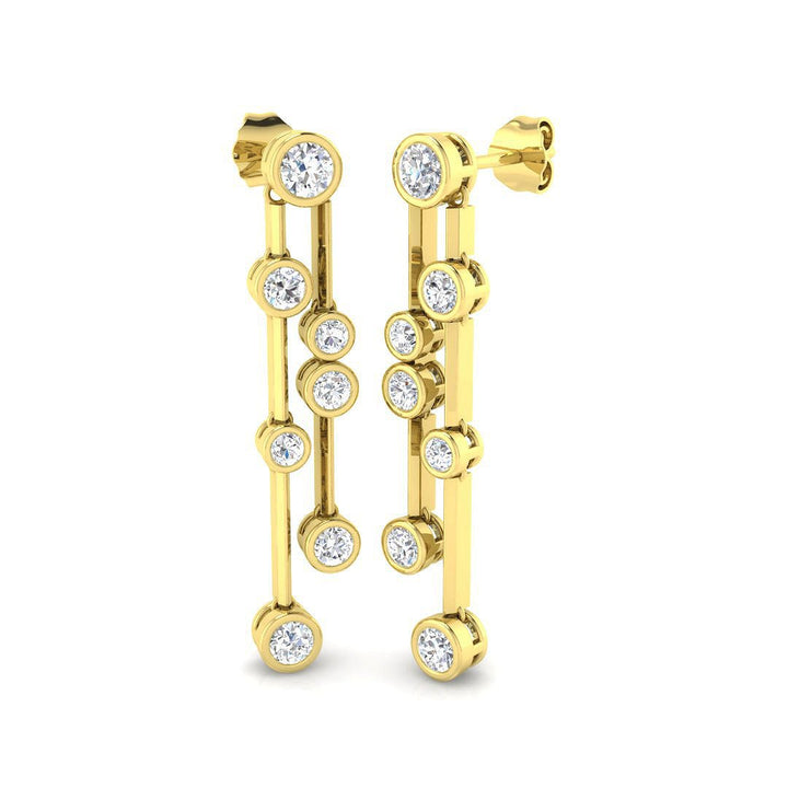 Diamond Rub Over Drop Earrings 1.40ct G/SI Quality 18k Yellow Gold