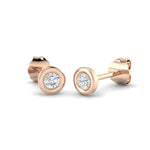 Diamond Rub Over Stud Earrings 0.20ct G/SI Quality in 18k Rose Gold - All Diamond