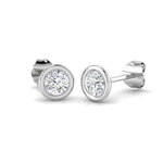 Diamond Rub Over Stud Earrings 0.50ct G/SI Quality in 18k White Gold - All Diamond