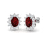 Diamond & Ruby Oval Cluster Earrings 3.80ct 18k White Gold - All Diamond