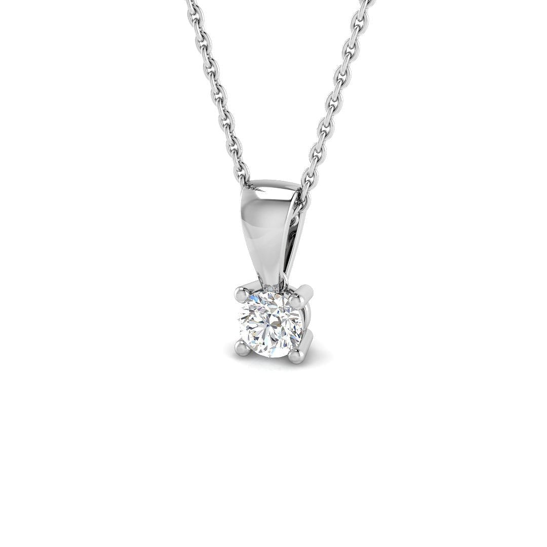 Diamond Solitaire Necklace 0.20ct G/SI in 18k White Gold - All Diamond