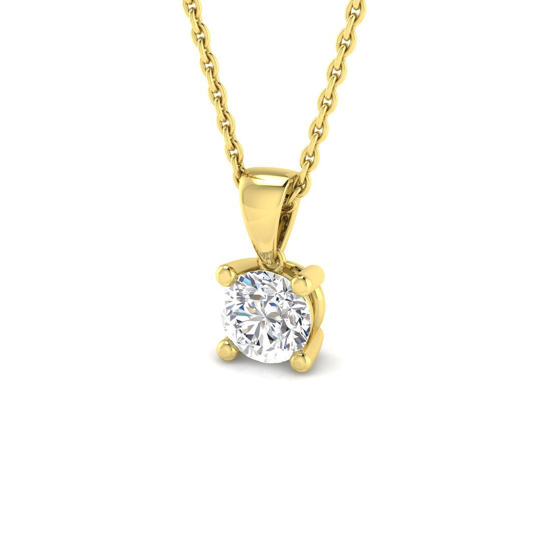 Diamond Solitaire Necklace 0.60ct G/SI in 18k Yellow Gold - All Diamond