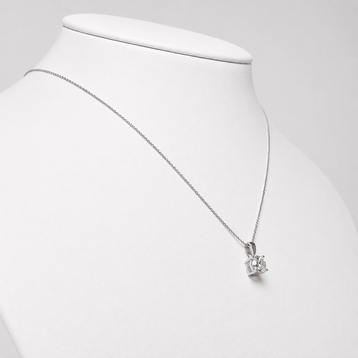 Diamond Solitaire Necklace 1.00ct G/SI in 18k White Gold - All Diamond