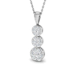 Diamond Trilogy Cluster Pendant Necklace 0.50ct G/SI 9k White Gold - All Diamond