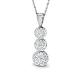 Diamond Trilogy Cluster Pendant Necklace 0.50ct G/SI 9k White Gold - All Diamond