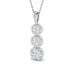 Diamond Trilogy Cluster Pendant Necklace 1.00ct G/SI 9k White Gold - All Diamond