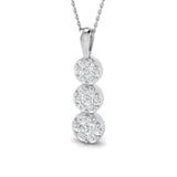 Diamond Trilogy Cluster Pendant Necklace 1.00ct G/SI 9k White Gold - All Diamond