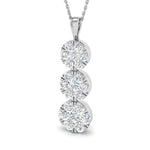 Diamond Trilogy Cluster Pendant Necklace 2.00ct G/SI 18k White Gold - All Diamond